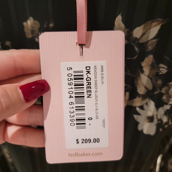 🖤 TED BAKER DARK GREEN FLORAL BLOUSE - Picture 7 of 8